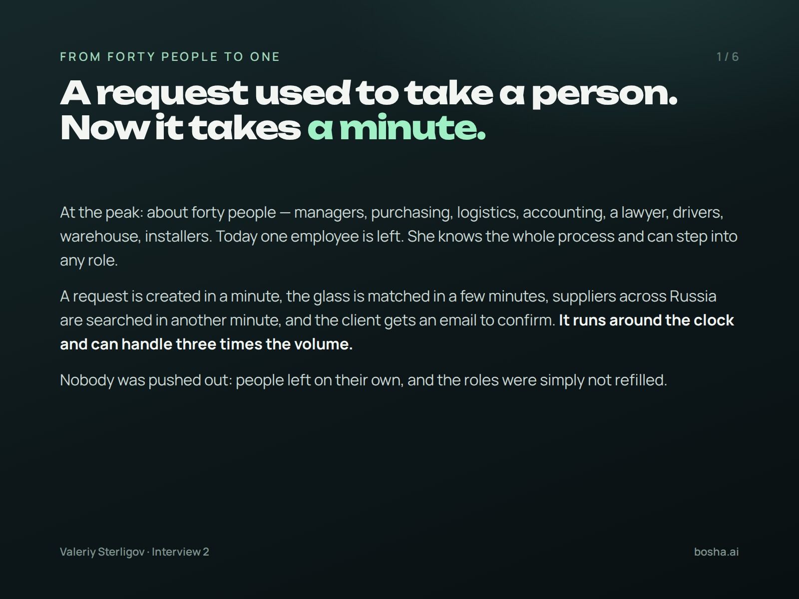 A request used to take a person. Now it takes a minute